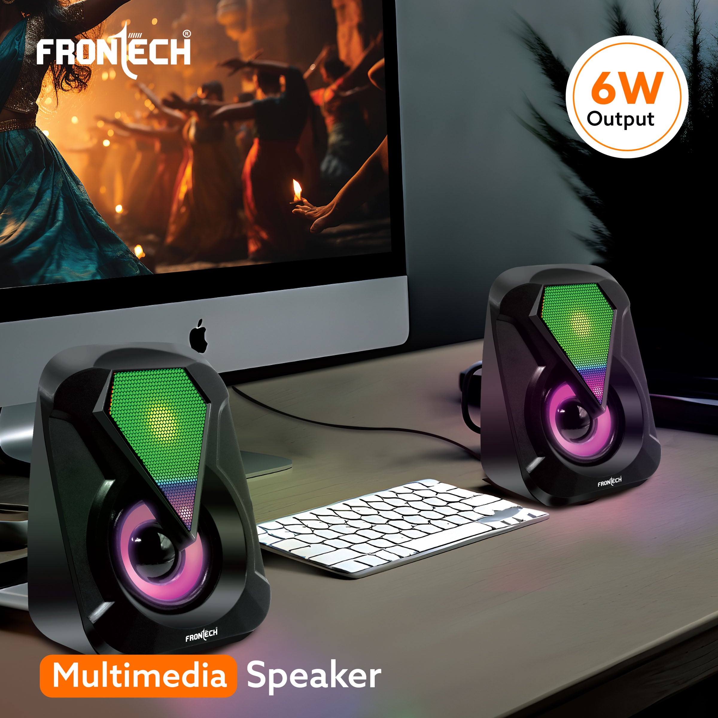 Frontech 2.0 USB Multimedia Speakers | RGB Lights | 2x3W Drivers | AUX Connectivity (SPK-0004) Frontech 2.0 USB Multimedia Speakers | RGB Lights | 2x3W Drivers | AUX Connectivity (SPK-0004)